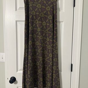 LuLaRoe Maxi Skirt - Purple Navy and Yellow Geometric Pattern